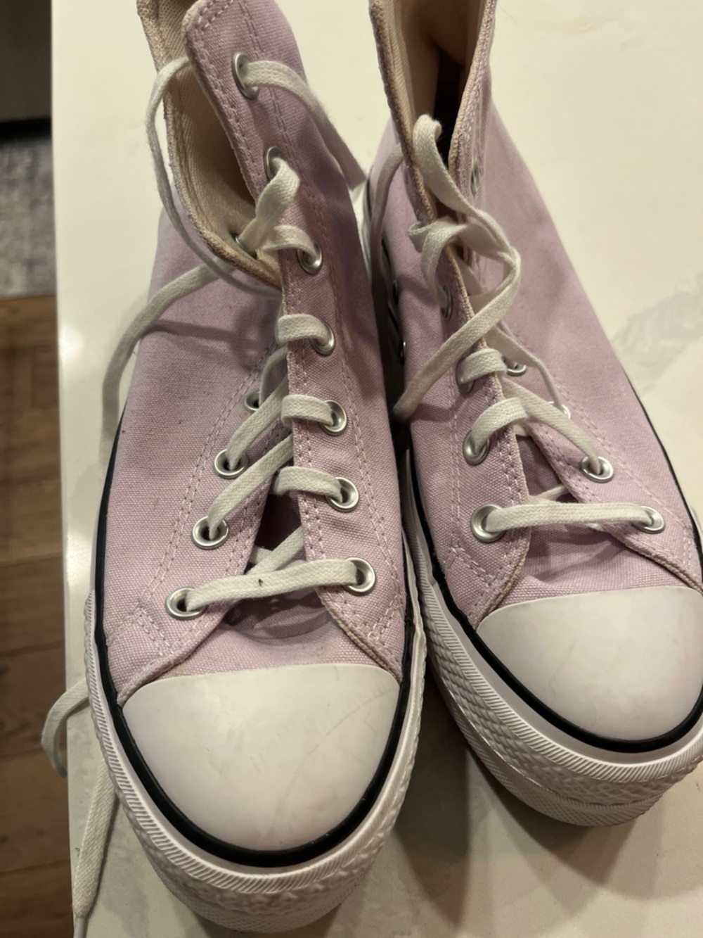 Converse Lavender High-Top Platform Sneakers - Picture 2 of 4